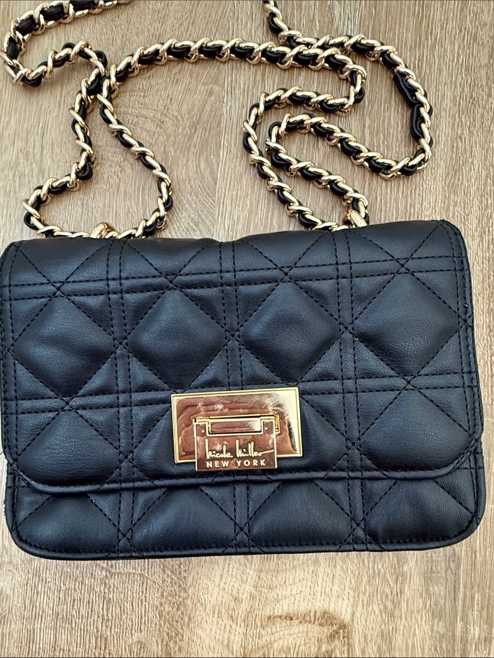 Nicole Miller Black Quilted Chain-Handle Shoulder Bag - Picture 4 of 8